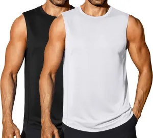 COOFANDY Sleeveless Muscle Shirts for Men Dry Fit Workout Gym Tank Tops Summer Swim Beach Shirt