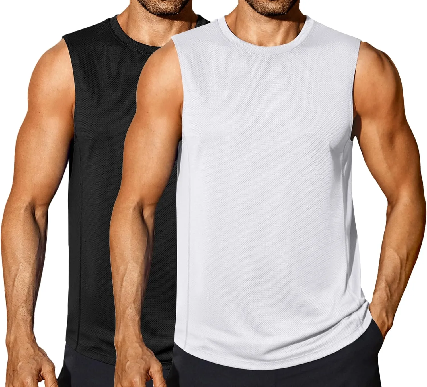COOFANDY Sleeveless Muscle Shirts for Men Dry Fit Workout Gym Tank Tops Summer Swim Beach Shirt
