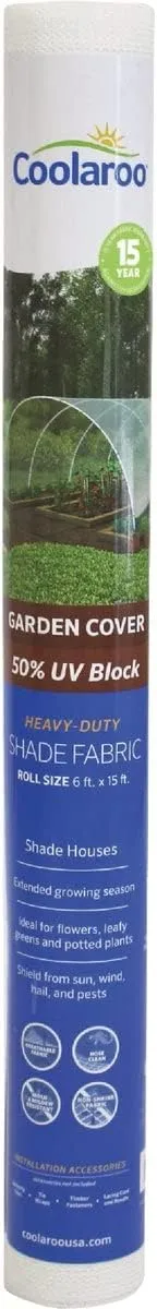 COOLAROO 50% UV Block Shade Cloth Fabric Roll for Garden and Greenhouse, 6' x 15', White