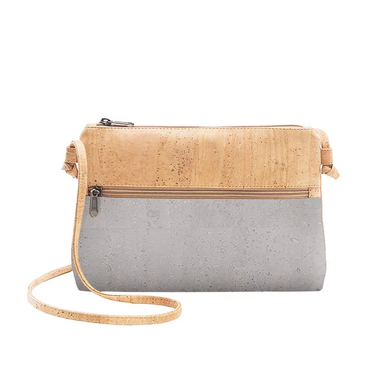 Cork Crossbody Bag - Gray and Natural