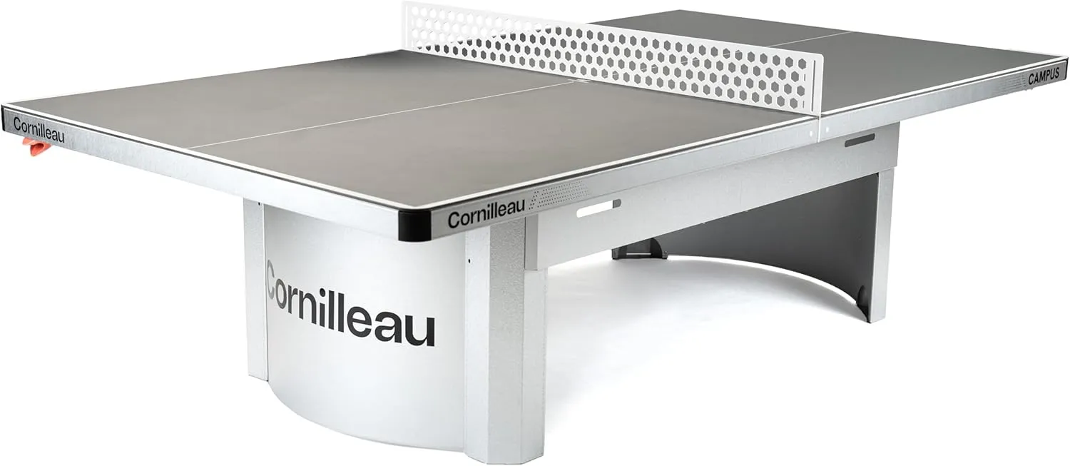 Cornilleau - Outdoor 510 Fixed Campus Ping-Pong Table for Communities and Schools (Camping, Parks, etc) - Competition Bounce (Blue or Grey 7mm) - FFTT Leisure and School Approval (Grey)