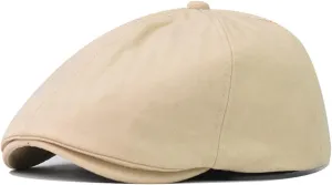 Cotton Newsboy Hats for Men Four Seasons Octagonal Hat Duck Tongue Painter Cap Unisex Big Head Caps Casual Headdress (Color : Beige, Size : One Size)