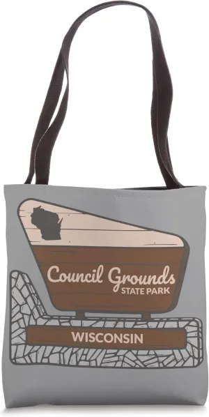 Council Grounds State Park Wisconsin Welcome Sign Vacation Tote Bag