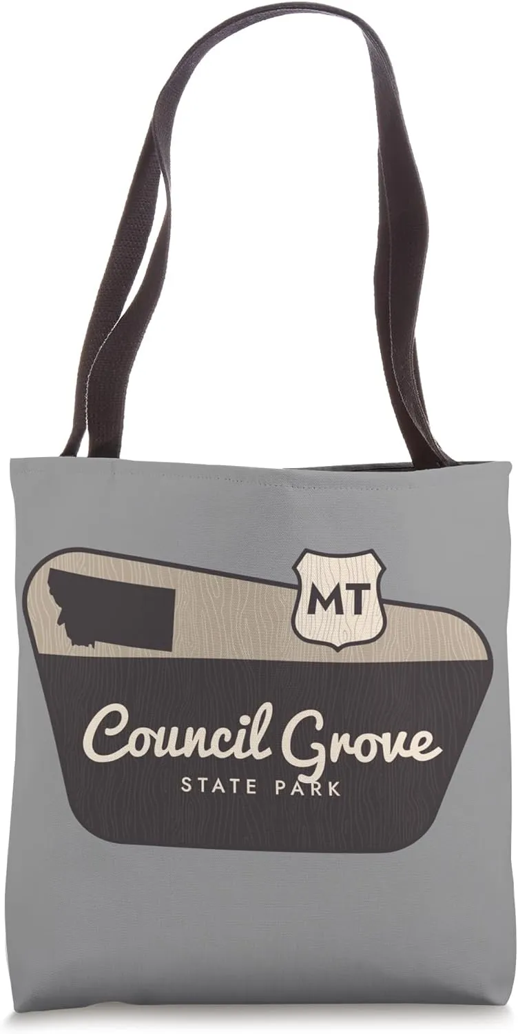 Council Grove State Park Montana Welcome Sign Vacation Tote Bag