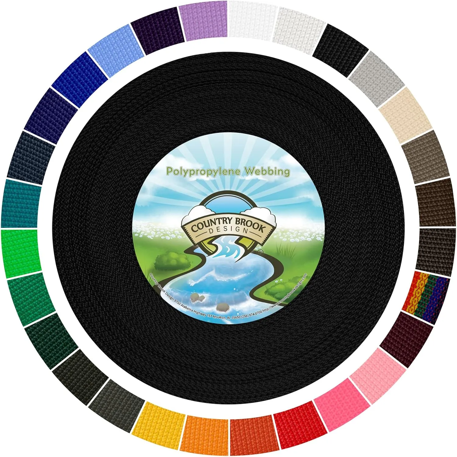 Country Brook Design 1" Webbing - 10/25/50 Yards - 30  Colors - EDC 1 Inch Polypropylene Webbing for Climbing Outdoors Crafting DIY Gear Repair