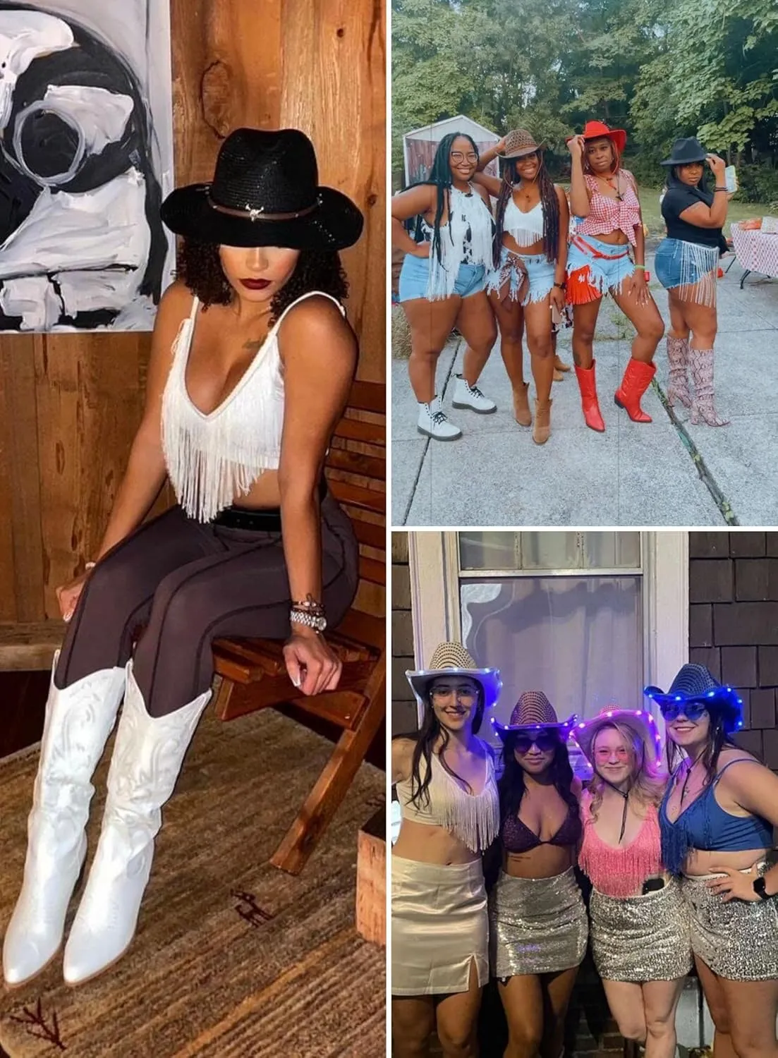 Cowgirl Fringe Tops for Women - Western Country Concert Outfit Sexy Rave Music Festival Nashville Tassel Tank Shirt