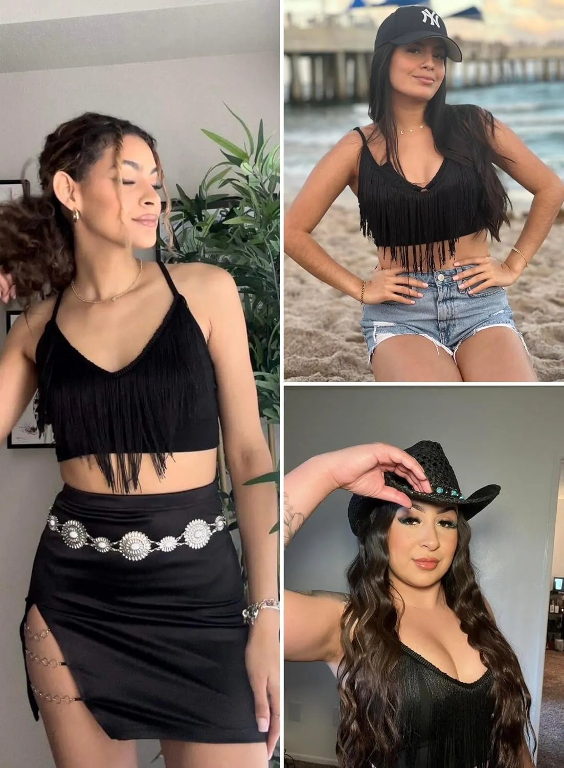 Cowgirl Fringe Tops for Women - Western Country Concert Outfit Sexy Rave Music Festival Nashville Tassel Tank Shirt