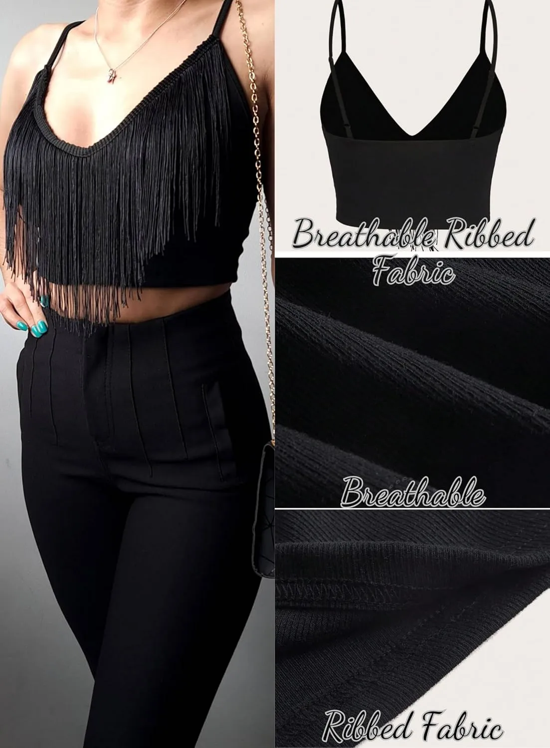 Cowgirl Fringe Tops for Women - Western Country Concert Outfit Sexy Rave Music Festival Nashville Tassel Tank Shirt