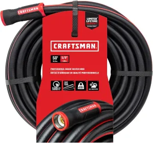 Craftsman Heavy Duty Professional Grade Black Garden Hose, 50 Feet x 5/8 Inch