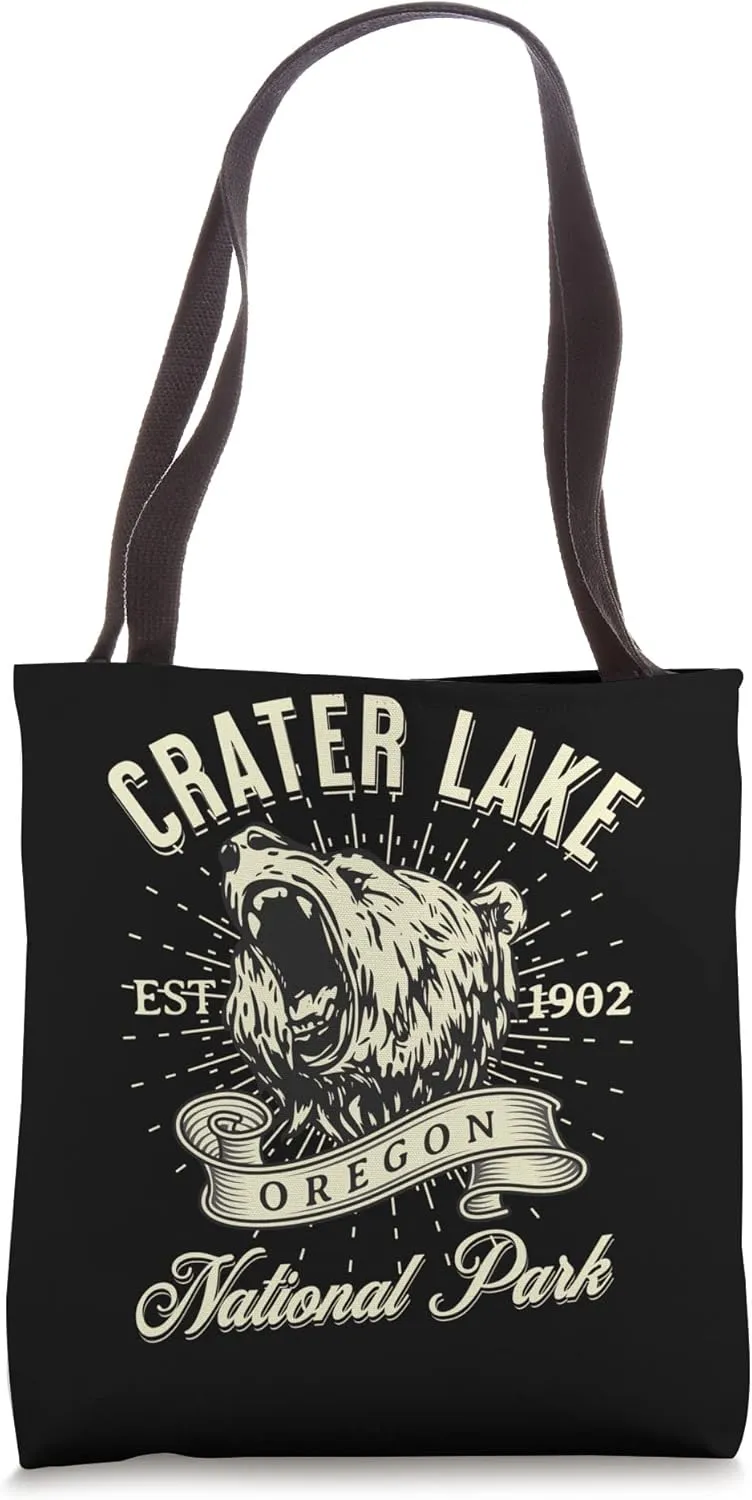 Crater Lake National Park Oregon Bear Hike Outdoors Vintage Tote Bag