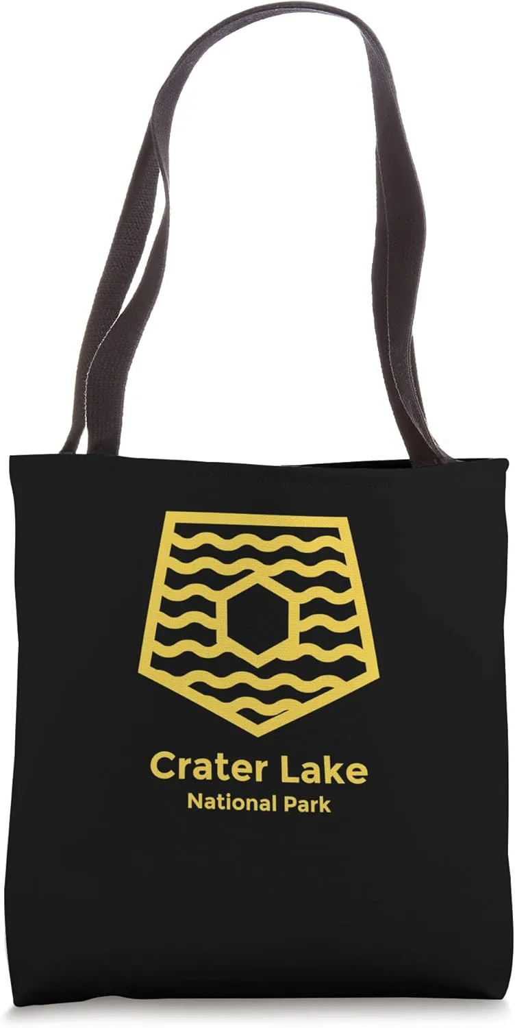 Crater Lake National Park Oregon Minimalist Retro Graphic Tote Bag