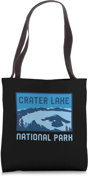 Crater Lake National Park Oregon Minimalist Retro Graphic Tote Bag