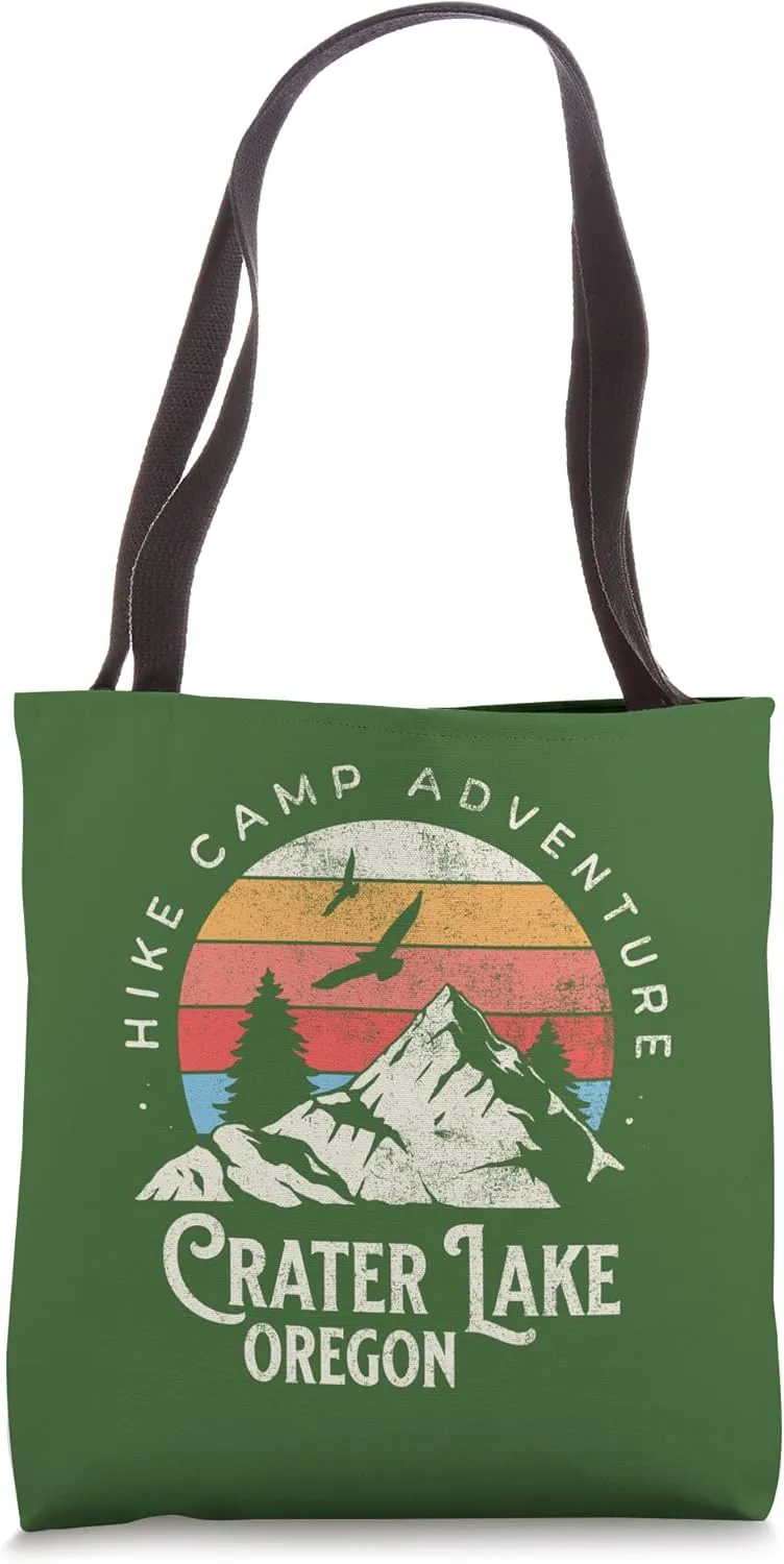 Crater Lake Oregon Nature Hike Mountains Outdoors Vintage Tote Bag