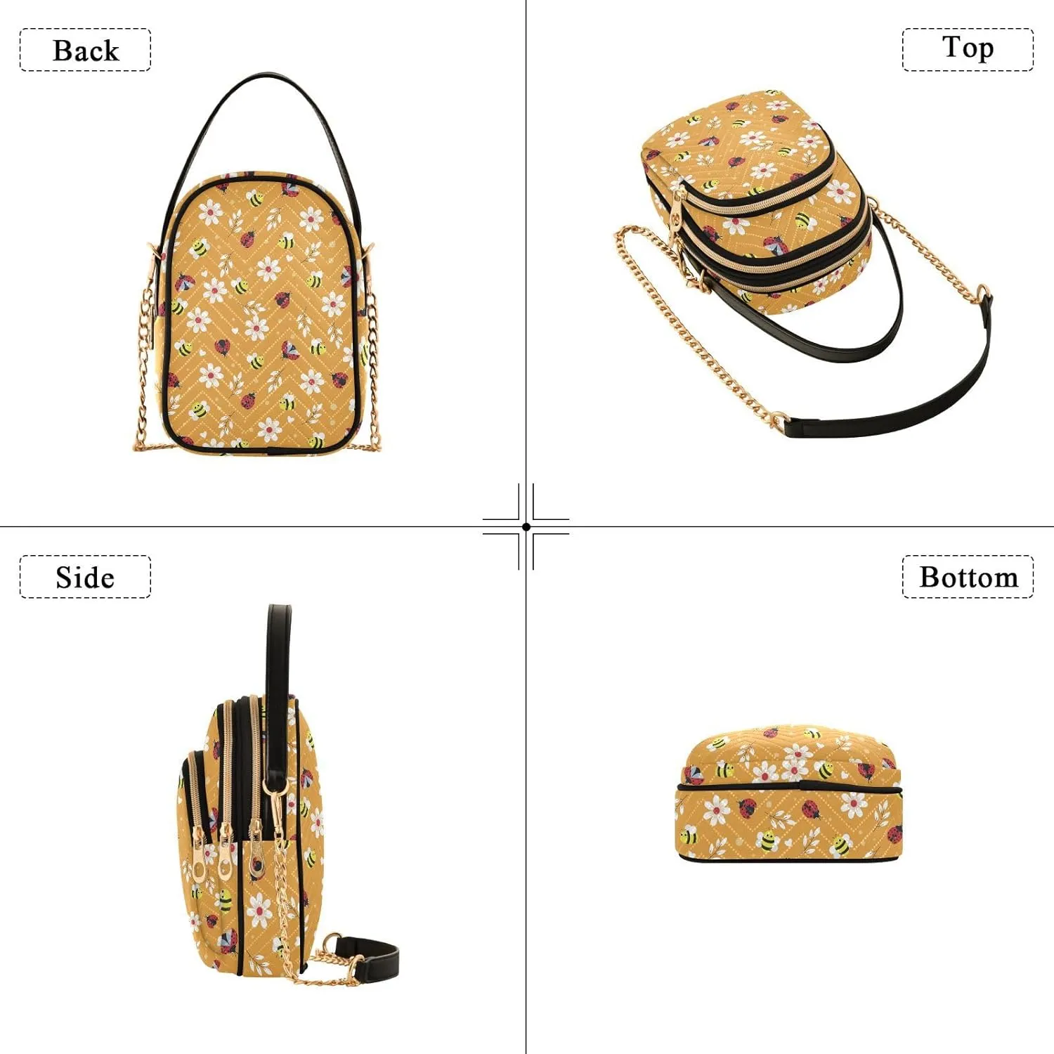 Crossbody Bags for Women Cute Kids Birds Quilted Chain Crossbody Purses Trendy Cross Body Phone Purse Handbag