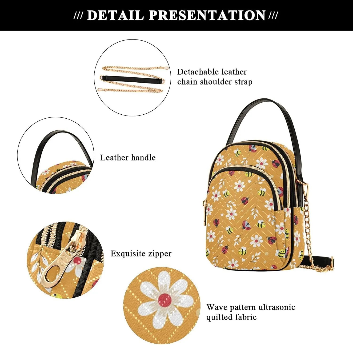 Crossbody Bags for Women Cute Kids Birds Quilted Chain Crossbody Purses Trendy Cross Body Phone Purse Handbag