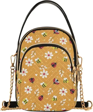Crossbody Bags for Women Cute Kids Birds Quilted Chain Crossbody Purses Trendy Cross Body Phone Purse Handbag