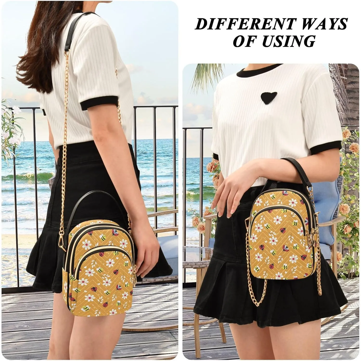 Crossbody Bags for Women Cute Kids Birds Quilted Chain Crossbody Purses Trendy Cross Body Phone Purse Handbag