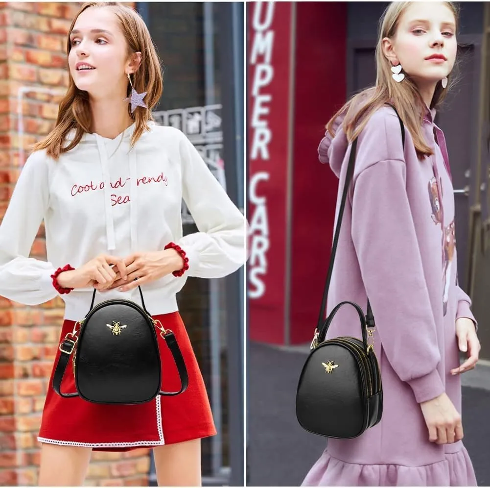 Crossbody Bags for Women, Small PU Leather Shoulder Bag with 3 Zipper Pockets,Cell Phone Wallet, Stylish Messenger Purse