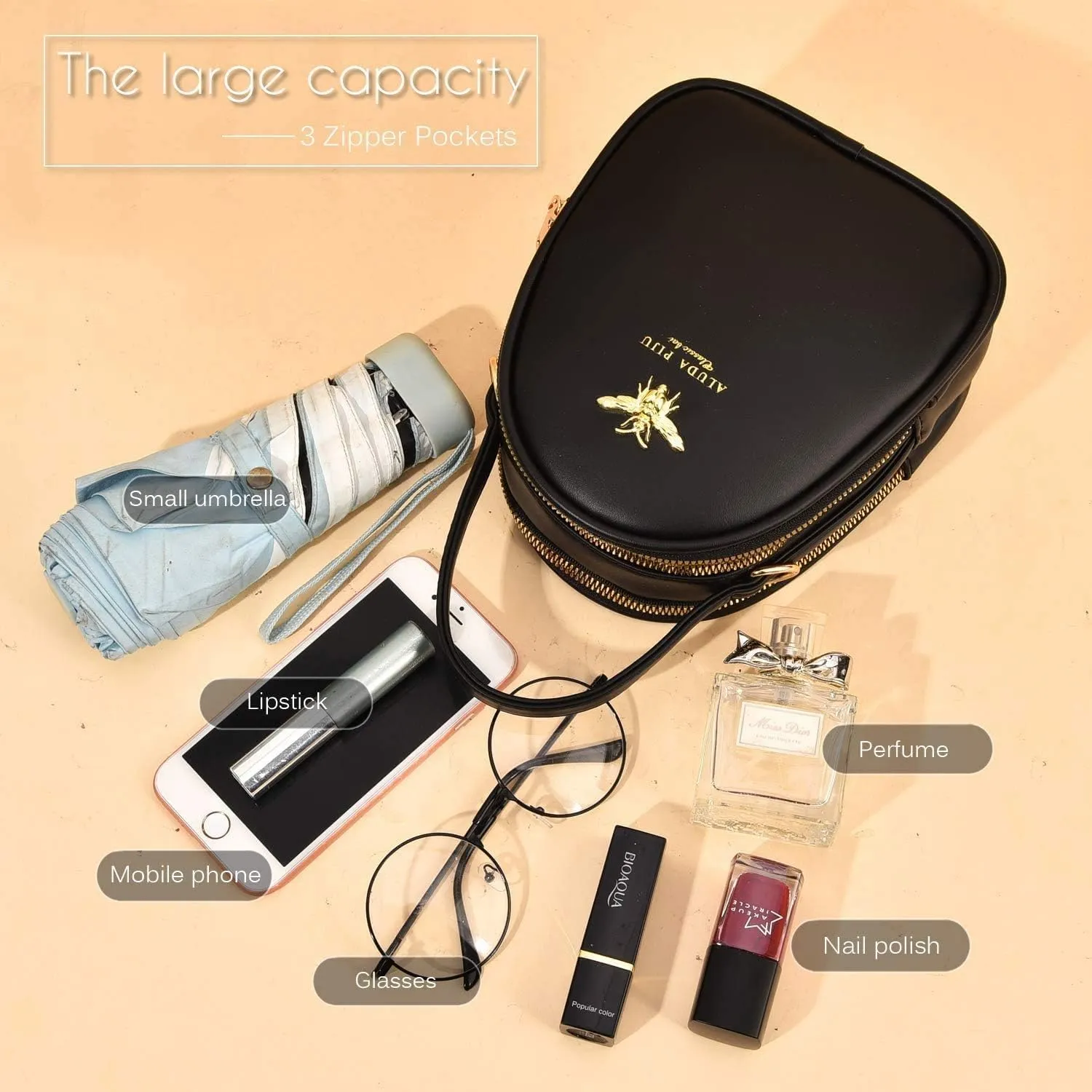 Crossbody Bags for Women, Small PU Leather Shoulder Bag with 3 Zipper Pockets,Cell Phone Wallet, Stylish Messenger Purse
