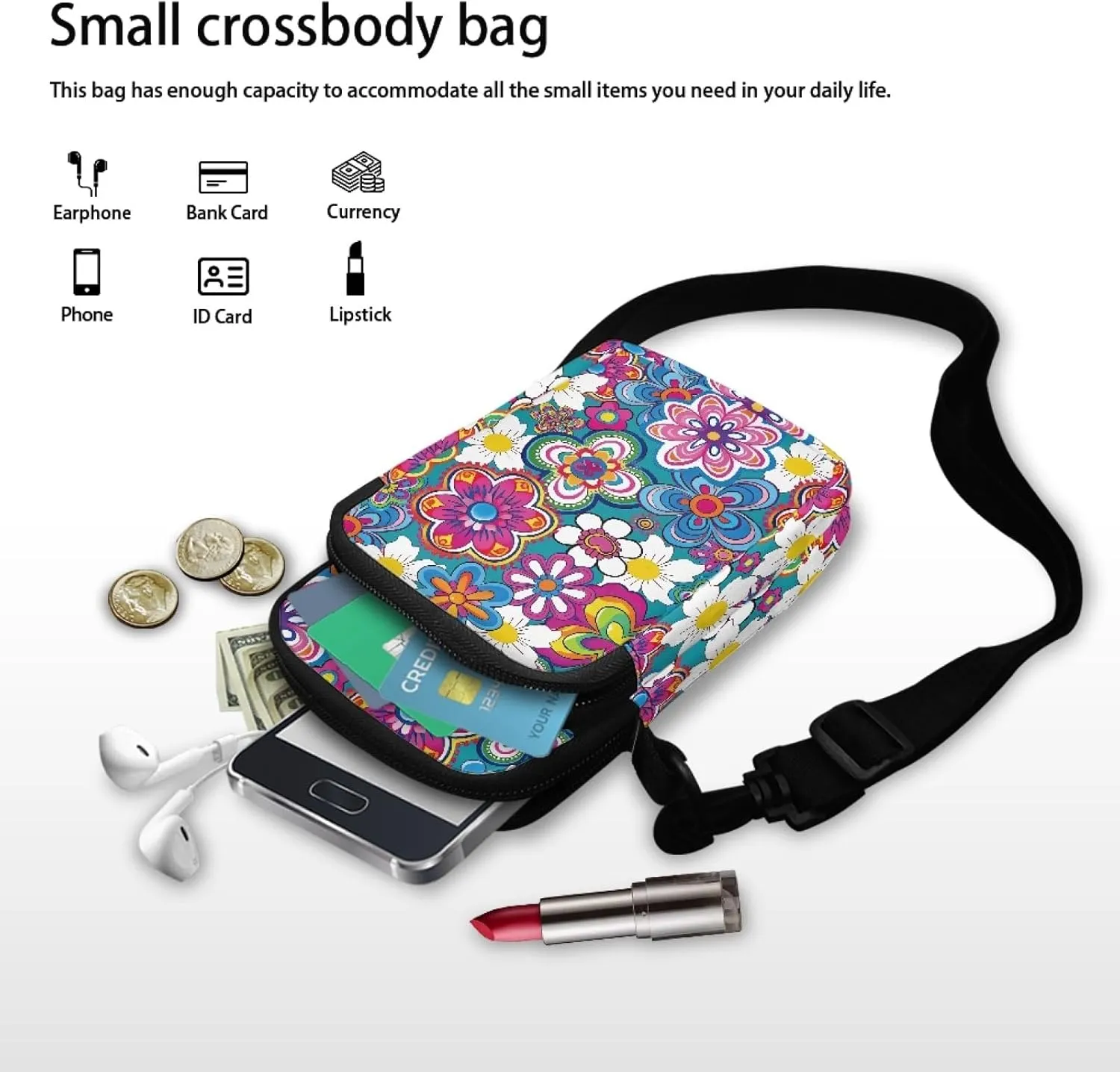 Crossbody Cell Phoen Bag Purse for Women Girls Lightweight Wallet Clutch Shoulder Bag