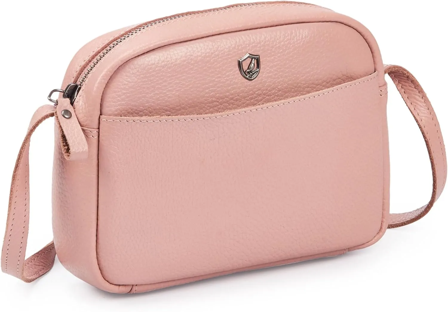 Crossbody Sling Bag for Women Trendy Real Leather Purse Mini Soft Pebbled Crossover with Card Case