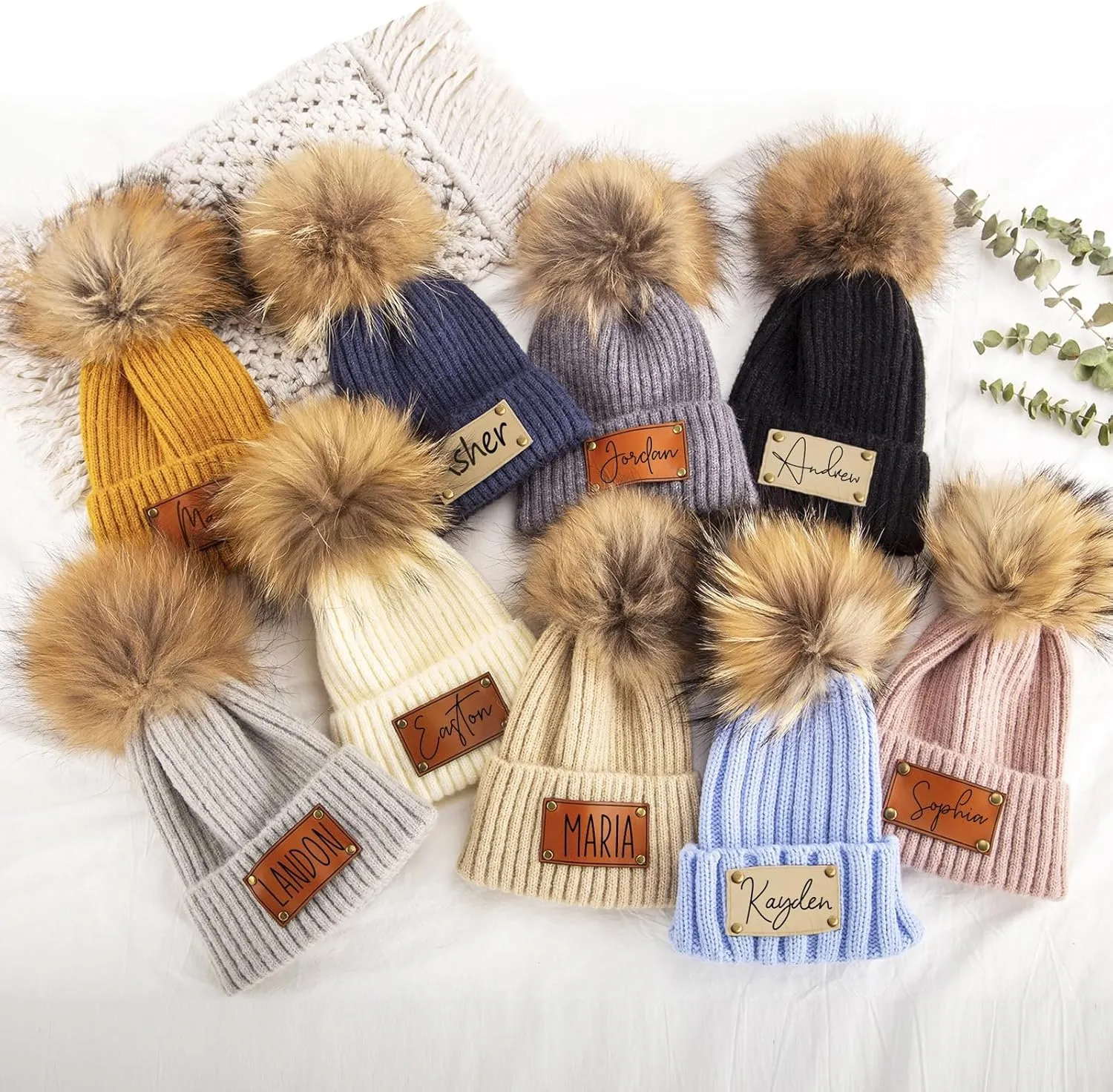 Custom Baby Beanies for Boys Girls, Personalized Winter Hats Knitted Caps for Toddlers Kids Men Women