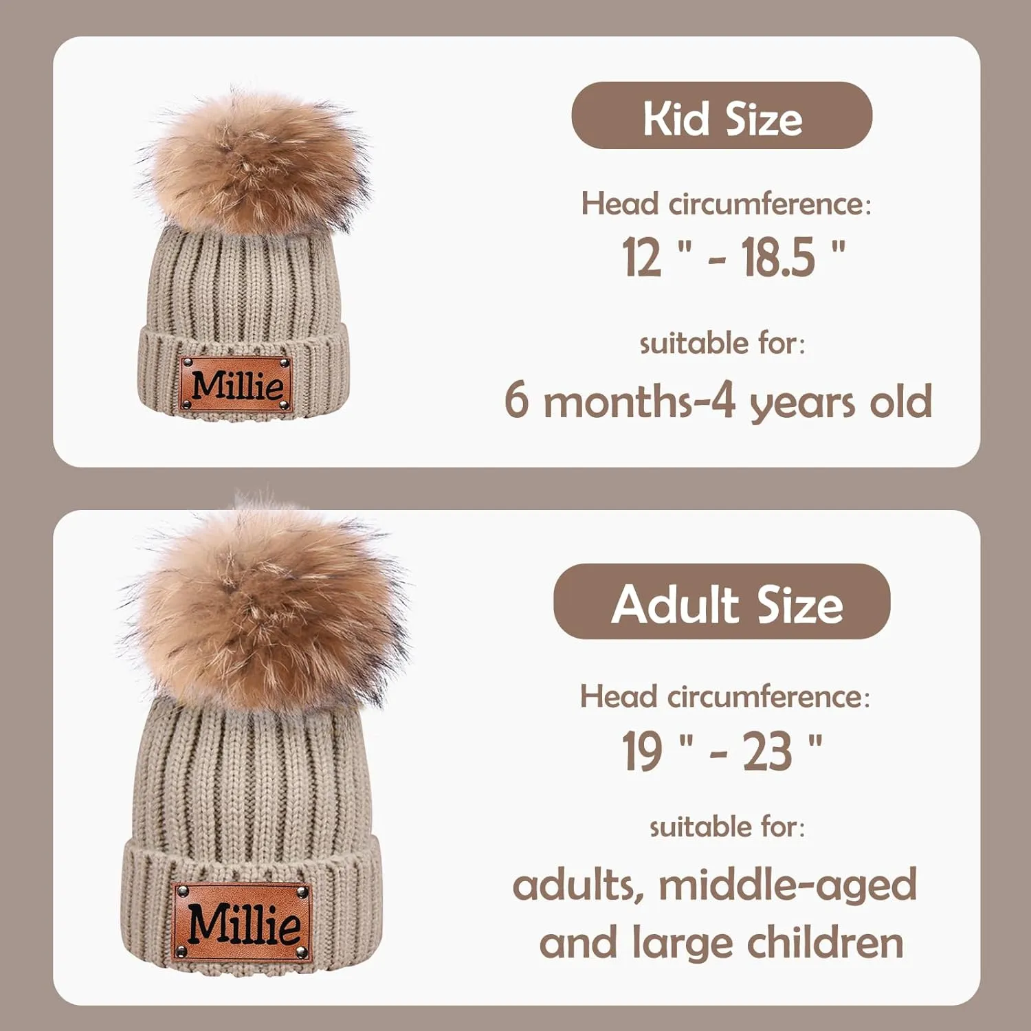 Custom Baby Beanies for Boys Girls, Personalized Winter Hats Knitted Caps for Toddlers Kids Men Women
