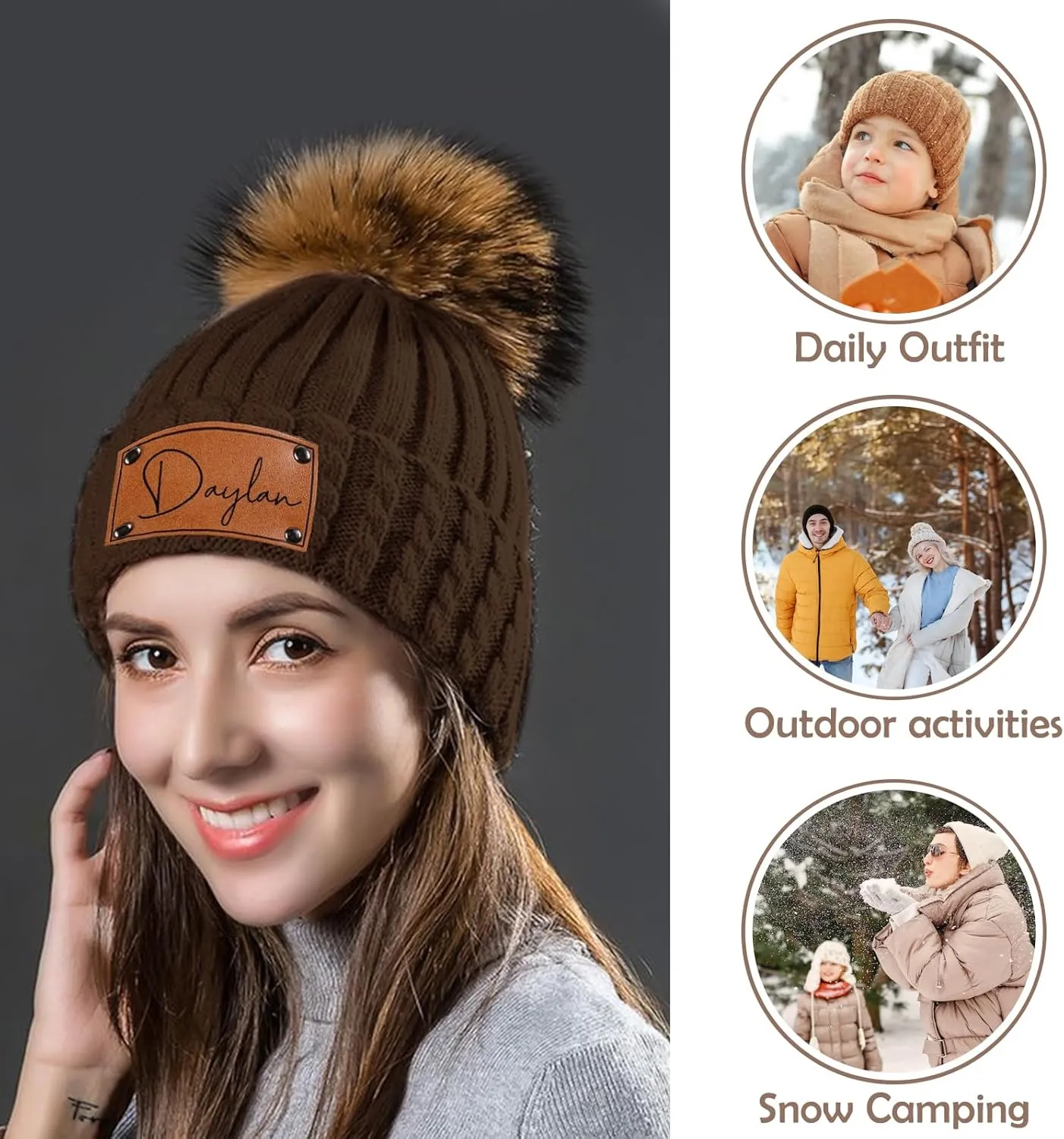Custom Baby Beanies for Boys Girls, Personalized Winter Hats Knitted Caps for Toddlers Kids Men Women