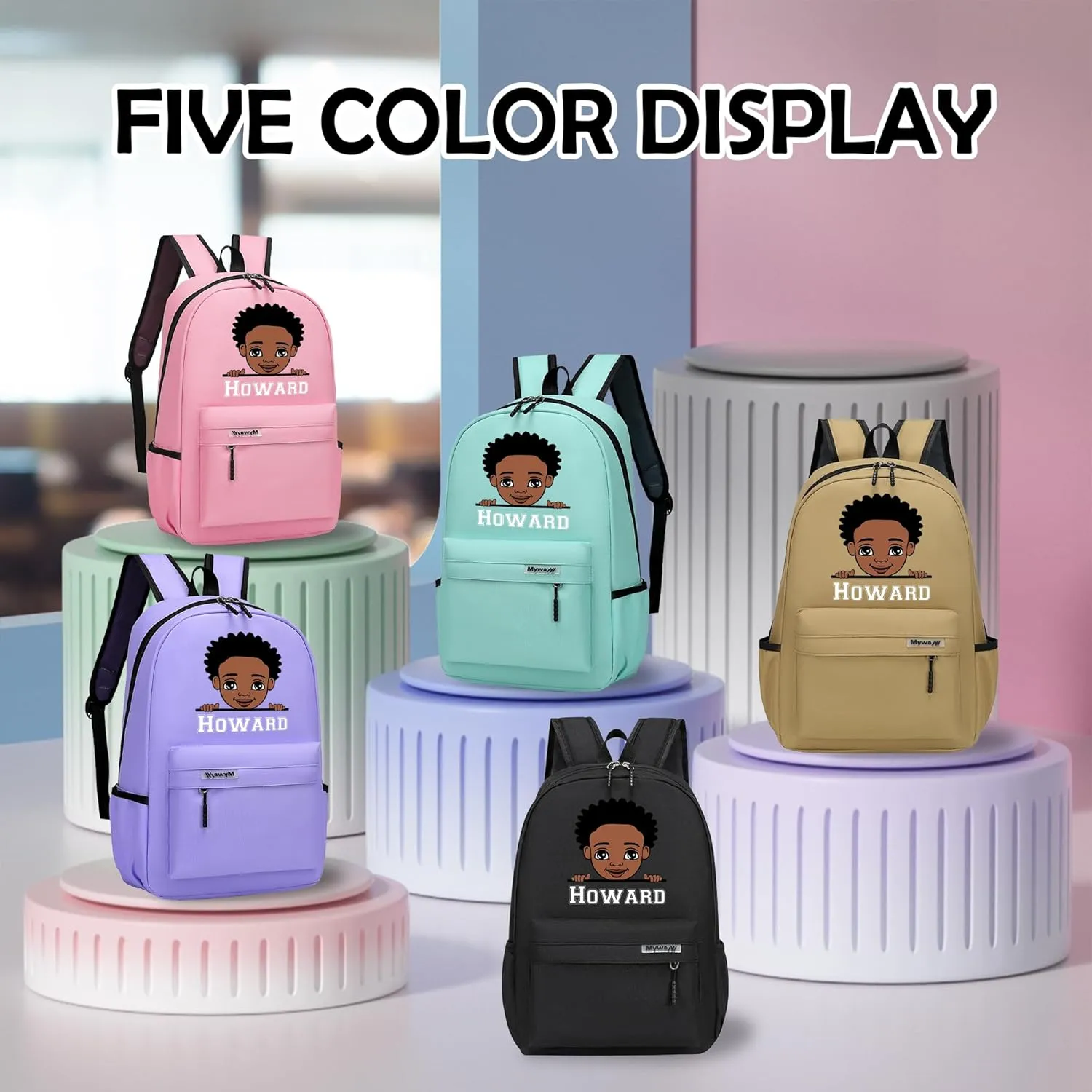 Custom Backpack for Girls Boys with Name Design, Personalized Backpack Lightweight for Camping Travel, Back To School Shoulder Bookbags Customizable for Kid Child