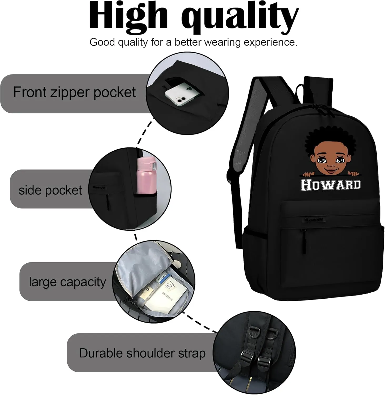 Custom Backpack for Girls Boys with Name Design, Personalized Backpack Lightweight for Camping Travel, Back To School Shoulder Bookbags Customizable for Kid Child