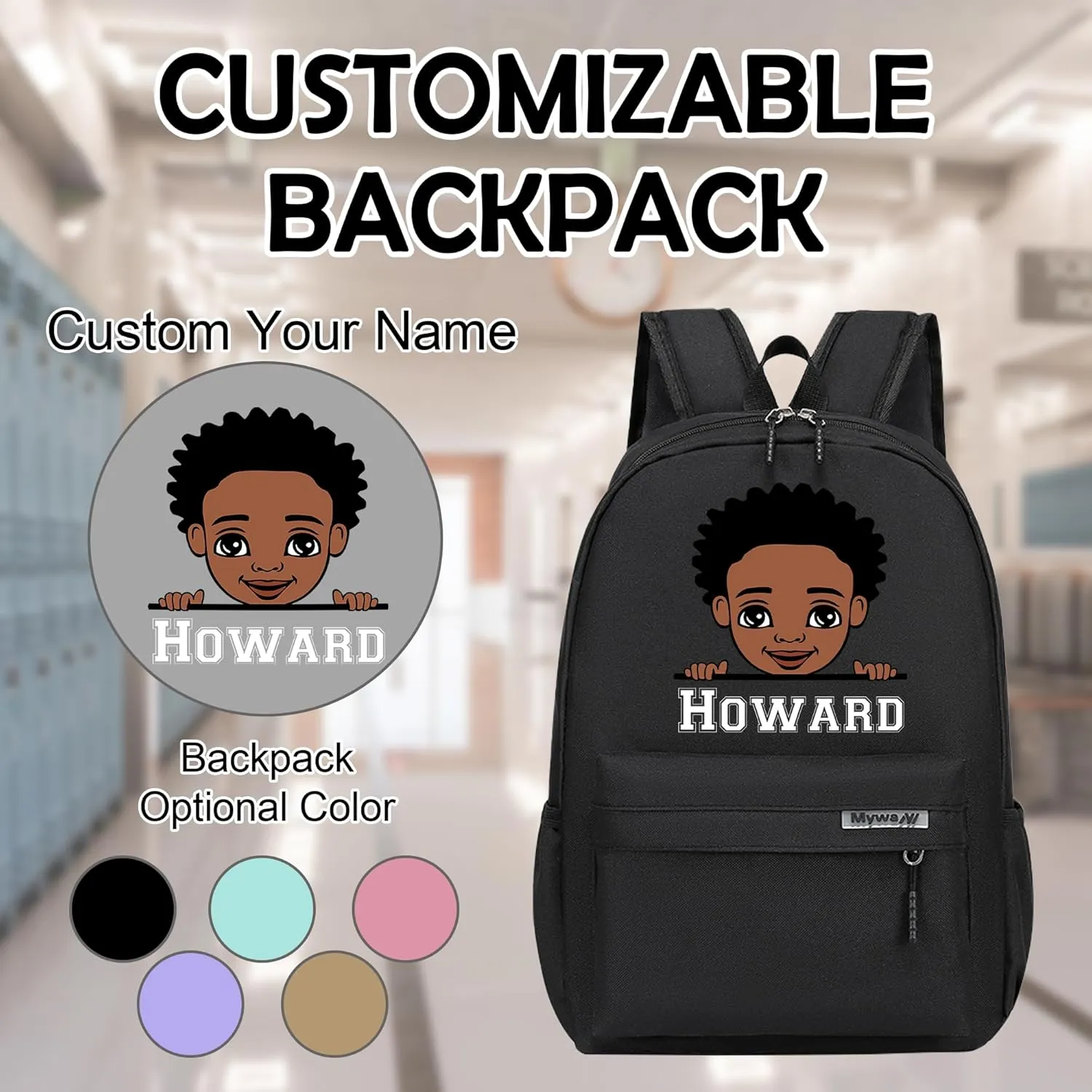Custom Backpack for Girls Boys with Name Design, Personalized Backpack Lightweight for Camping Travel, Back To School Shoulder Bookbags Customizable for Kid Child