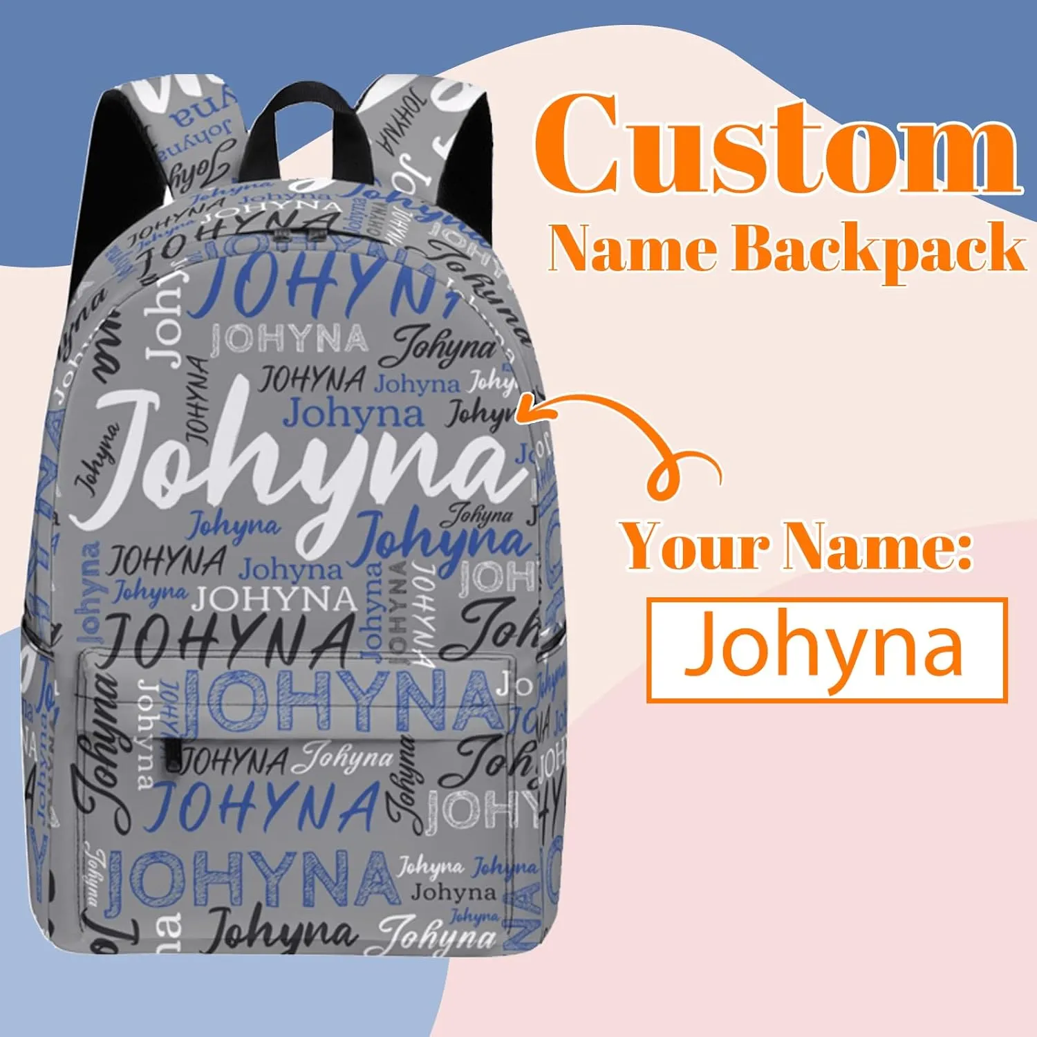 Custom Backpacks with Name for Boys Girls Teens, Personalized Name School Backpacks with Adjustable Shoulder Strap, Customized Casual Book Bag for School Work Travel Camping