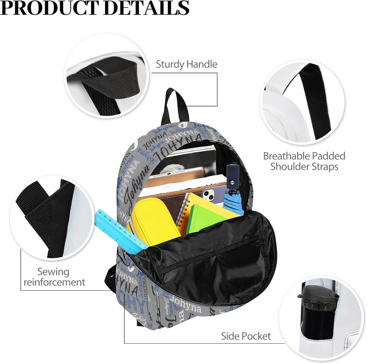 Custom Backpacks with Name for Boys Girls Teens, Personalized Name School Backpacks with Adjustable Shoulder Strap, Customized Casual Book Bag for School Work Travel Camping