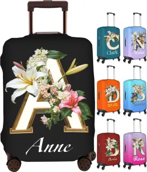 Custom Luggage Cover Personalized Suitcase Cover Add Your Name Photo Text Logo Double Sided Design Customized Elastic Protector Washable luggage cover protector for Travel（S-XL） (Alphabet, M)