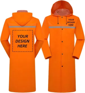 Custom Men's Long Hooded Rain Jacket Safety Reflective Rain Coat Waterproof Lightweight Raincoat