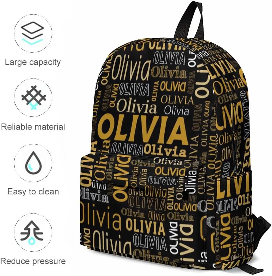 Custom Name Backpack, Personalized Schoolbag with Name for Boys Girls Kids, Customized Casual Backpack with Name Gifts for School Travel Picnic Camping Hiking