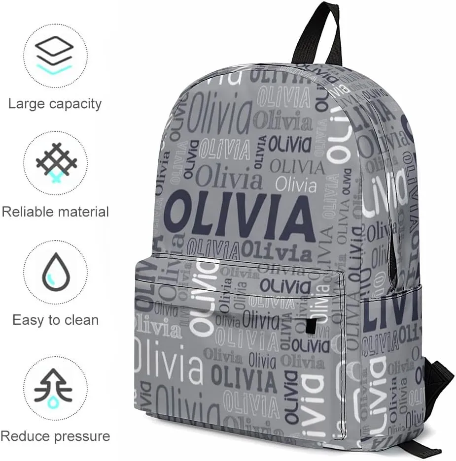 Custom Name Backpack, Personalized Schoolbag with Name for Boys Girls Kids, Customized Casual Backpack with Name Gifts for School Travel Picnic Camping Hiking
