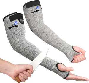 Cut Resistant Farmers Sleeves with Thumb Hole, Arm Protectors for Thin Skin and Bruising, for Gardening, Welding, Kitchen, Arm Guards for Biting, Pet Grooming, Grey, 1 Pair