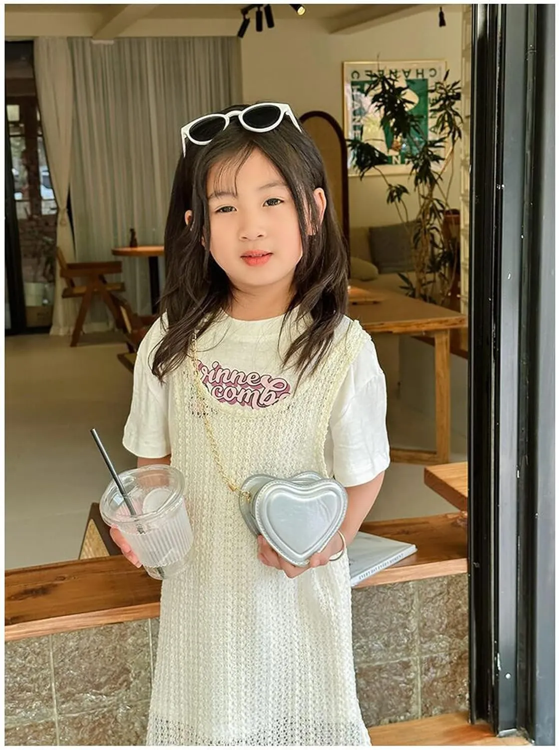 Cute Heart Shape Shoulder Bag Crossbody Handbags Coin Change Purse for Little Girls Toddlers