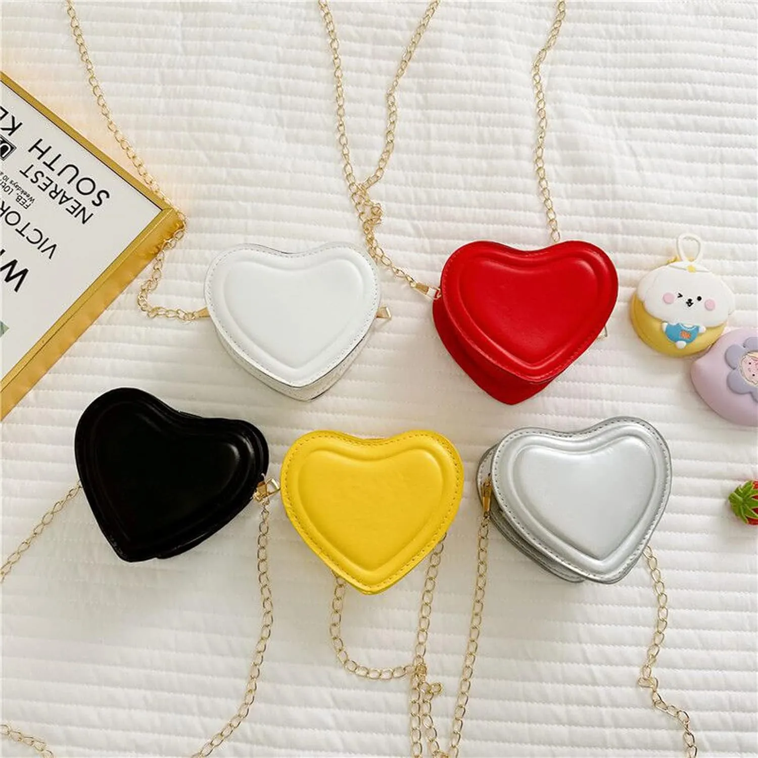 Cute Heart Shape Shoulder Bag Crossbody Handbags Coin Change Purse for Little Girls Toddlers