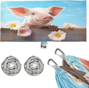Cute Pig Camping Hammock, 330 lbs with 2 Tree Straps, Carry Bag, Single Portable Hammock for Outdoor/Indoor, Hiking, Beach, Backpacking, Travel