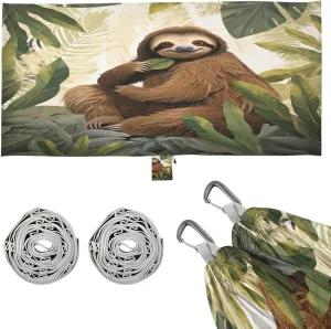 Cute Sloth Camping Hammock, 330 lbs with 2 Tree Straps, Carry Bag, Single Portable Hammock for Outdoor/Indoor, Hiking, Beach, Backpacking, Travel