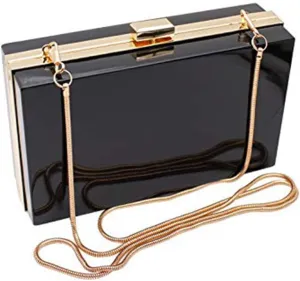 Cute Transparent Acrylic Shoulder Bag Clear Crossbody Evening Clutch Purse Handbag With 2 Gold Chain For Women
