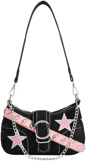 Cute Y2k Purse, Black y2k Shoulder Bag Crossbody Purse, Y2Ks Accessories Goth Punk Style Bag for Women Girl