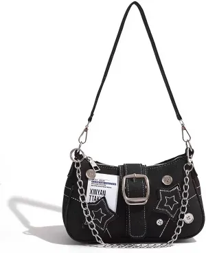 Cute Y2k Purse, Black y2k Shoulder Bag Crossbody Purse, Y2Ks Accessories Goth Punk Style Bag for Women Girl