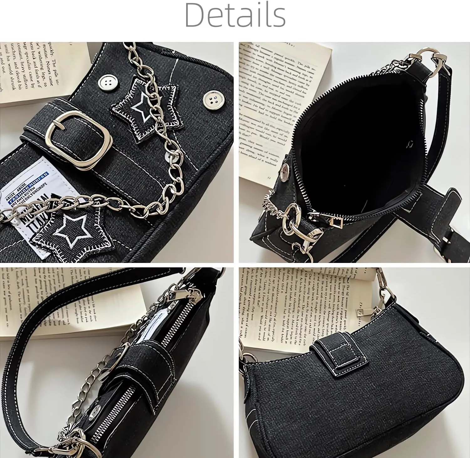 Cute Y2k Purse, Black y2k Shoulder Bag Crossbody Purse, Y2Ks Accessories Goth Punk Style Bag for Women Girl
