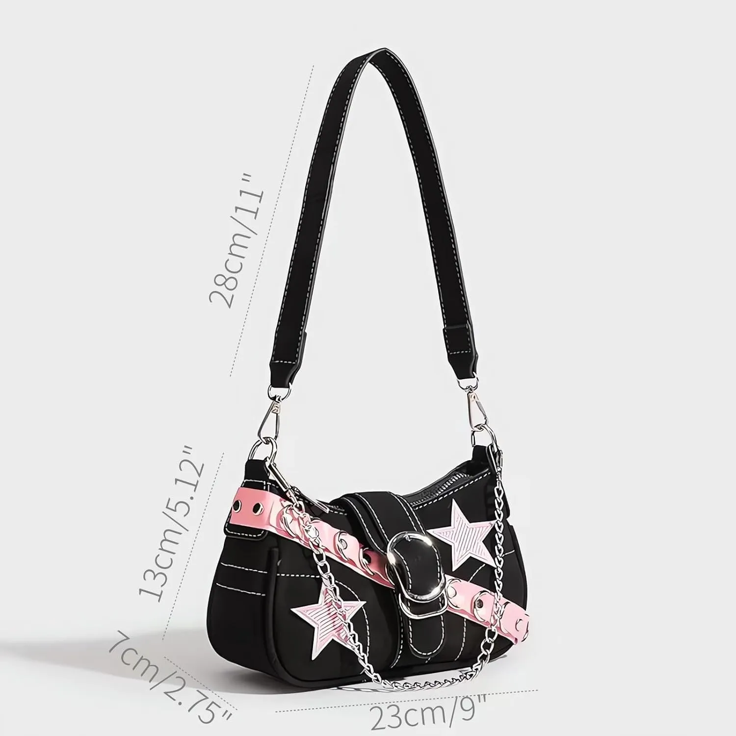 Cute Y2k Purse, Black y2k Shoulder Bag Crossbody Purse, Y2Ks Accessories Goth Punk Style Bag for Women Girl