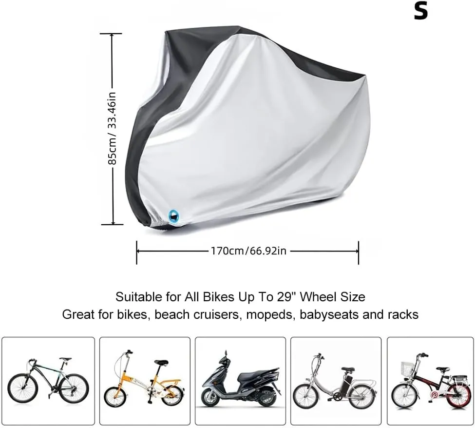 Cycle Cover - Winter-Ready Bike Cover - Ice/Snow Resistant Oxford Fabric - Sunproof Rain Protection - Windproof Anti-Dust Cover for Camping/Commuting Bikes,S