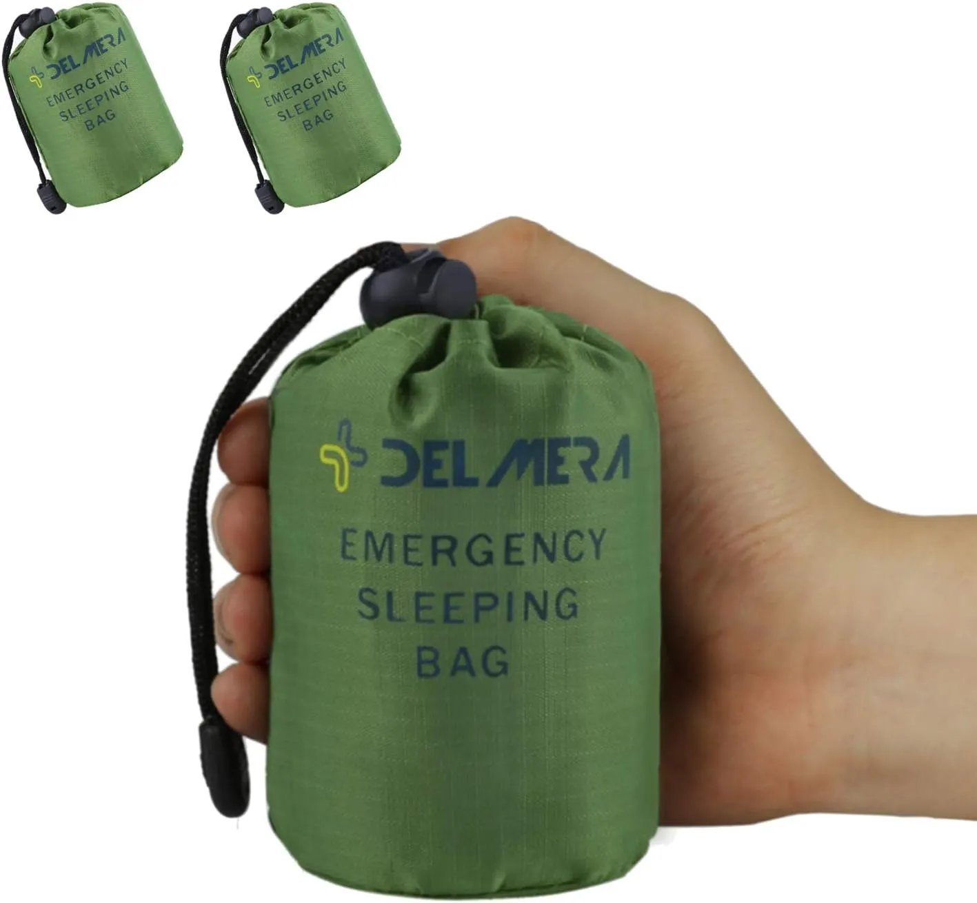 Delmera Emergency Sleeping Bag, Lightweight Survival Sleeping Bags Waterproof Thermal Emergency Blanket, Bivy Sack Survival Gear for Outdoor Adventure, Camping, Hiking, Orange, Green