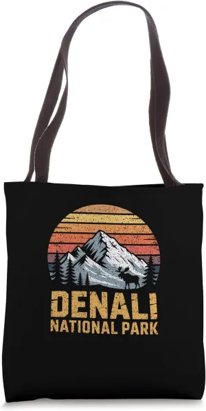 Denali National Park Vintage Nature Hiking Travel Vacation Tote Bag